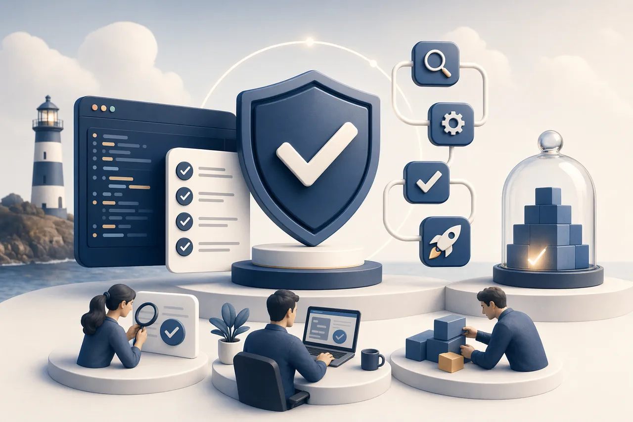 Illustratie van softwarekwaliteit, testen en stabiele releases